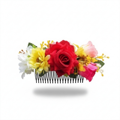 Picture of Artificial kathgolap flower hair clip for girls and women - 1 PCs. - Multicolor