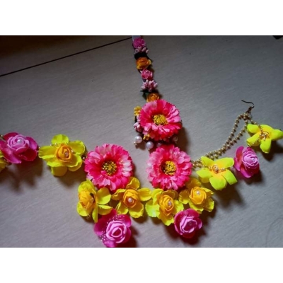 Picture of Artificial Flower Gorgeous Bridal Set 3Piece set - Multicolor