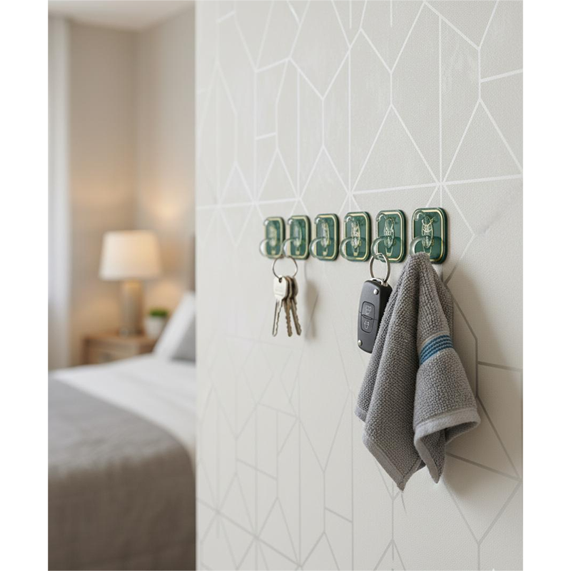 Picture of Wall Hook Easy Installation Strong Adhesive Towel Hook Key Organizer Wall Hook 6 pcs set -1 set - Multicolor