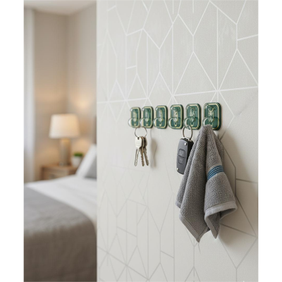 Picture of Wall Hook Easy Installation Strong Adhesive Towel Hook Key Organizer Wall Hook 6 pcs set -1 set - Multicolor