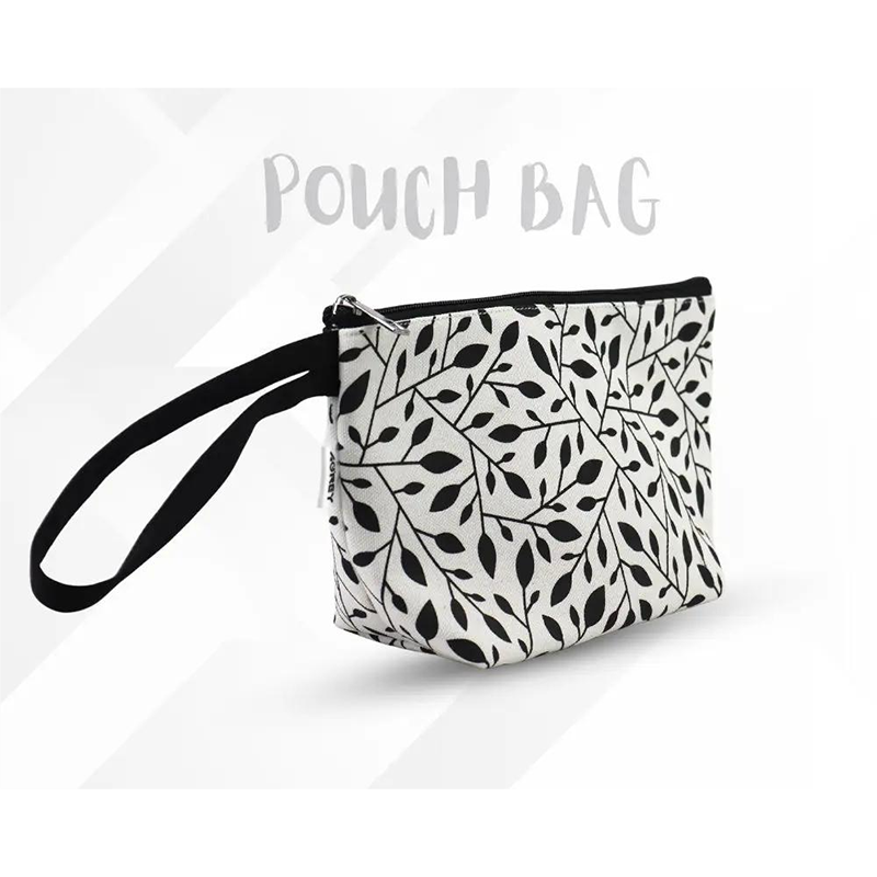 Picture of Black White Pouch Makeup Bag - Black