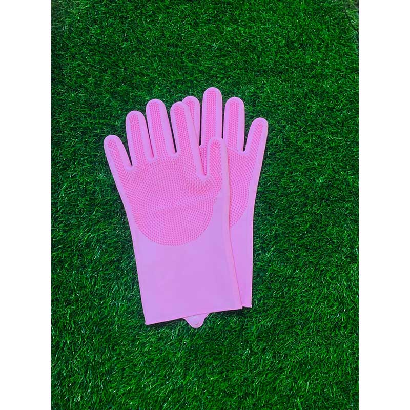 Picture of Silicone Dish Washing Kitchen Hand Gloves  ( Light Pink)- 1 Pair - Pink