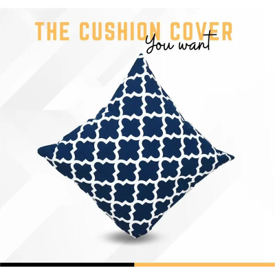 Picture of Cotton Cushion Cover Navy Blue & White 16″x16″ - Blue