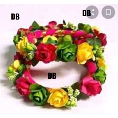 Picture of Artificial Flower Jewellery 2 Pcs Bangle/Bracelets Bridal/Holud/Boishakh Fashion For Women