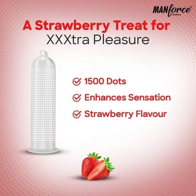 Picture of Manforce 1500 Dots Strawberry Flavoured condom - 3 pcs