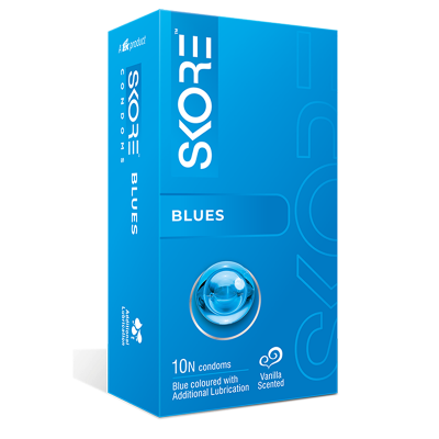Picture of Skore Blues Flavored with Extra Lubrication Condom - 10pcs Pack - Blue