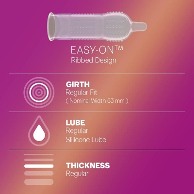 Picture of Durex Extra Ribbed and Dotted Condom for Men for Her Intense Pleasure 10pcs Pack