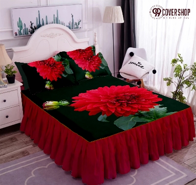 Picture of Bedsheet king size pillow cover and kolbalisher cover (Black dalia,KING)