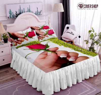 Picture of Bedsheet king size pillow cover and kolbalisher cover (Rose white,KING)