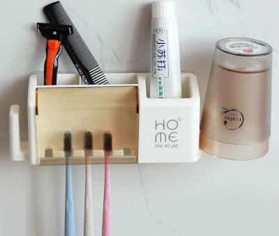 Picture of Toothbrush holder punch-free modern minimalist rack wall-mounted toothbrush holder bathroom creative home family of four - brush holder