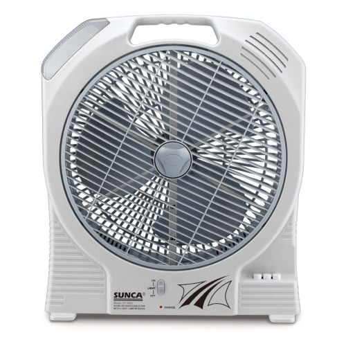 Picture of Sunca sf-399A , 14-Inch Rechargeable Box Fan With Bright Led Lights And Double Battery For Comfort During Hot Days White