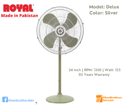 Picture of Royal 24 inch Pedestal/Stand Fan, Model: Delux, RPM: 1350, Watt: 125, Made in Pakistan