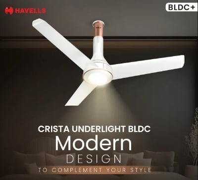 Picture of Havells Crista Underlight BLDC Ceiling fan, Size: 1200mm, Smart IOT supported, with RF Remote