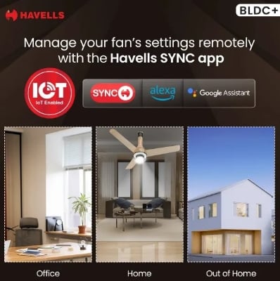 Picture of Havells Crista Underlight BLDC Ceiling fan, Size: 1200mm, Smart IOT supported, with RF Remote