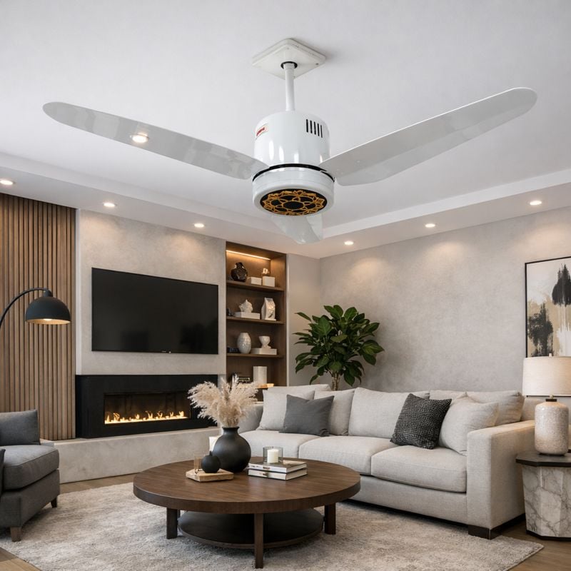 Picture of Royal AC/DC Rechargeable Ceiling Fan 56 Inch | Inverter Fan | 12V Battery | 350 RPM | Fast Charging | Made in Pakistan Off White