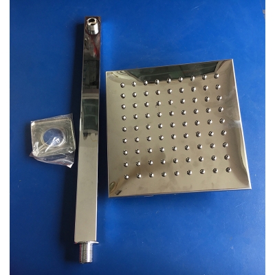 Picture of 8” shower head and 20” arm full stainless steel rainfall shower set with anti blocking stainless steel nozzle (Silver)