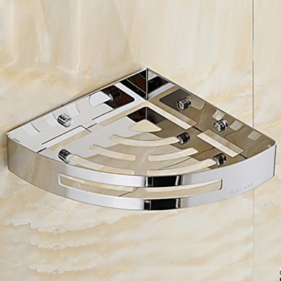 Picture of Premium Quality - 304 stainless steel Bathroom Corner Shelf Wall Shelf Toilet Bathroom Kitchen  Bathroom Storage Shelf Wall Hanging Basket Multifunctional Storage Corner shelf (Silver)