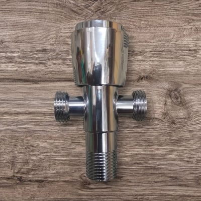 Picture of 1/2 Inch 3 Way/2in one Angel valve/ Shower Diverter Valve, Brass Body, Globe Valve, Bathtub & Shower Diverter, Chrome & Brass Finish (Silver)