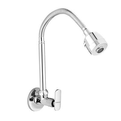 Picture of Kitchen Spout Flexible Sink Cock with Spout Rain Spray and Flange /Kitchen Sink Tap  Dual Flow Chrome Wall Mount (Silver)