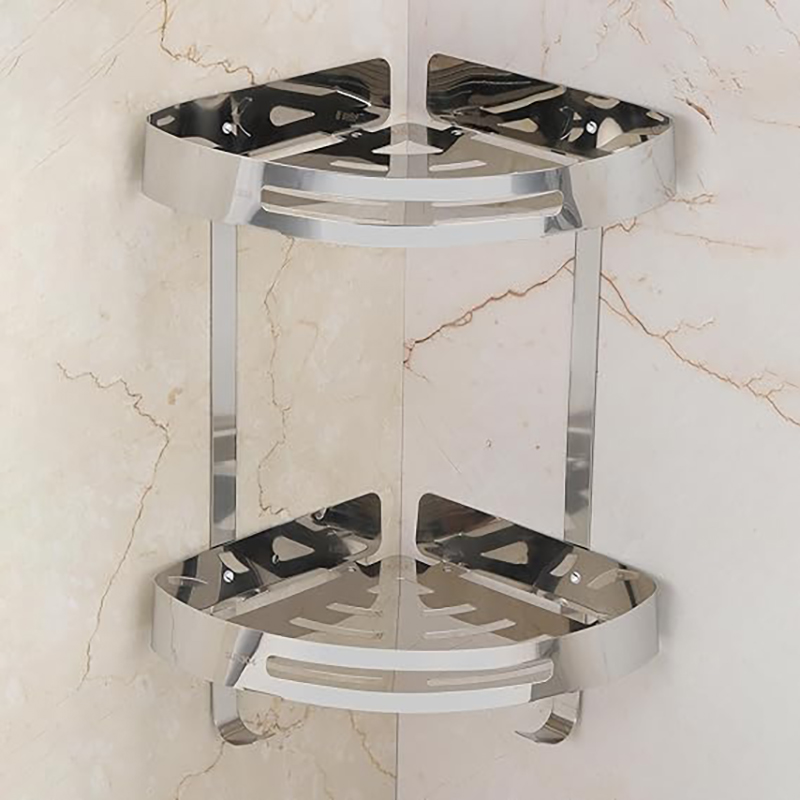Picture of Household Ss Bathroom Wall Mount Mount Metal Basket Triangle Rack Holder Shampoo Shower Shower Shower Shower Shower Shower Ss Triangle 2 Layer