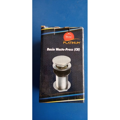 Picture of Bathroom Waste Pop Up Push Button Basin Sink Slotted Brass Chrome Plug Waste