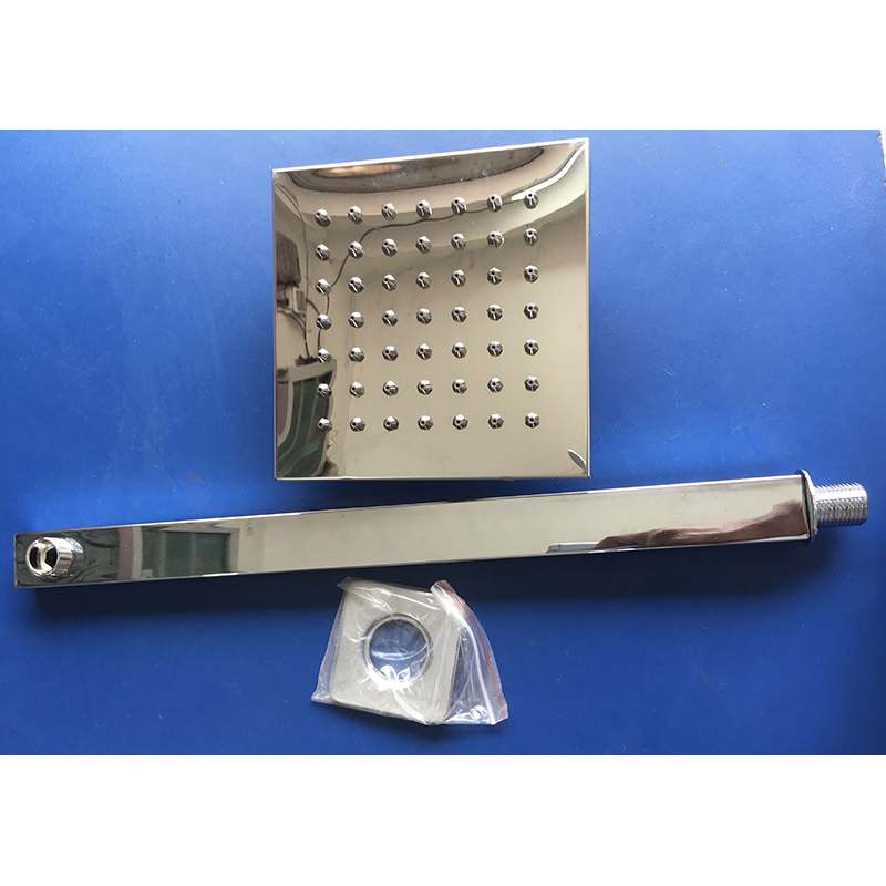 Picture of 8” shower head and 20” arm full stainless steel rainfall shower set with anti blocking stainless steel nozzle (Silver)