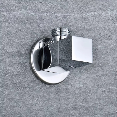 Picture of High Quailty Square Brass Angle Valve Shut Off Water Stop Valve for Faucet and Toile Wall Mounted G1/2 Inlet and Outlet Chrome Plated Lasting (Silver)