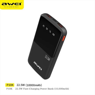Picture of Awei P10K 10000mah 22.5W Fast Charging Digital Display Power Bank- Jara Telecom