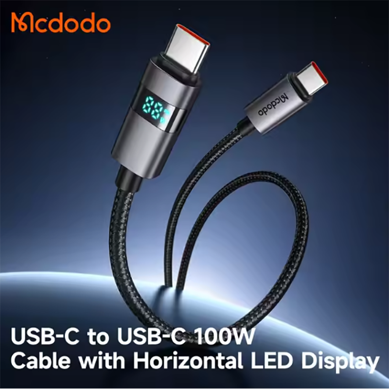 Picture of Mcdodo 561/657 Charging Power Display Data Cables USB-C 1.2M High Power Safe E-Mark Chip PD 100W USB Type C Cable