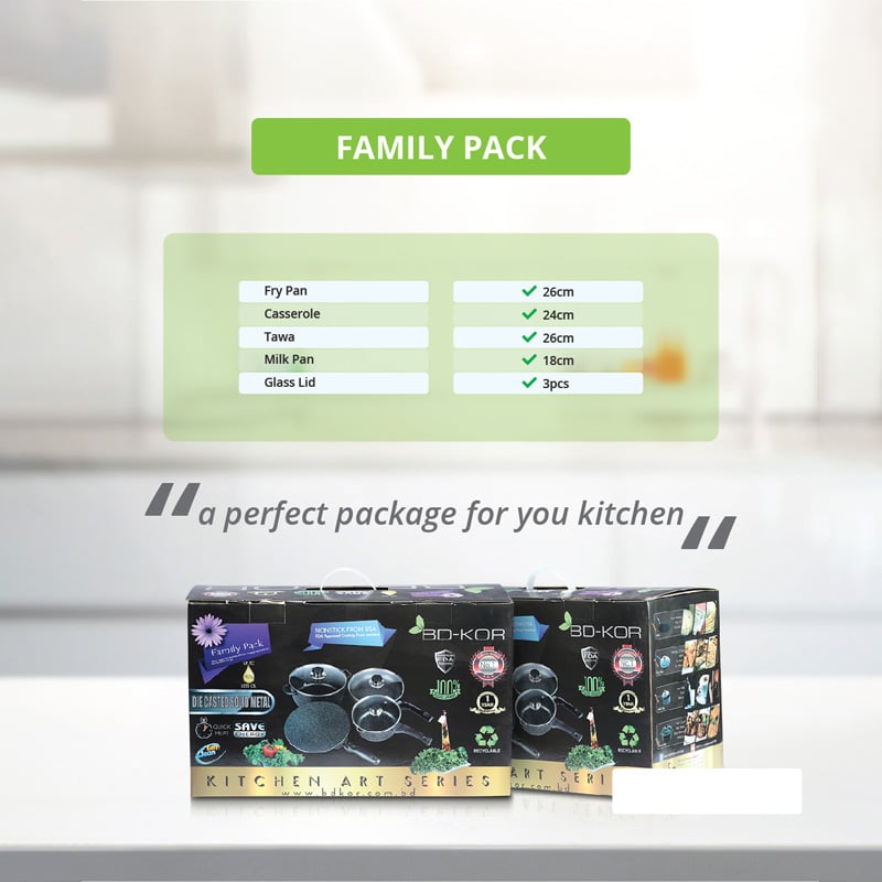 Picture of BD-KOR Non-Stick FAMILY PACK 7 Pcs Premium Marble Coating(Grey)