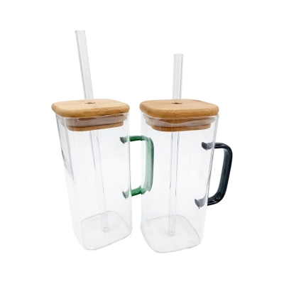 Picture of 1 Plain Glass Jar With Bamboo Lid & Sip(Multicolor)