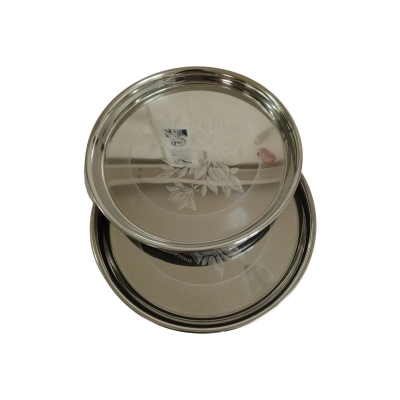 Picture of Stainless Steel High Quality 26cm Plate for Kitchen 1 pc(Silver)