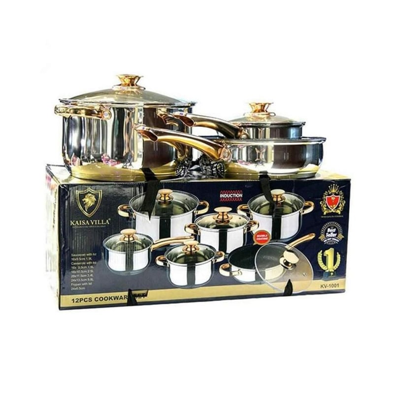 Picture of Kaisa Villa 12 Pcs Stainless Steel Cookware Set with Lid INDUCTION KV-1001(Multicolor)