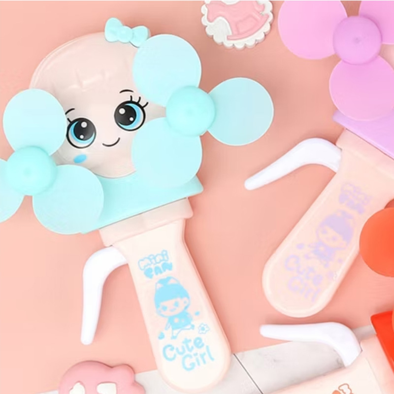 Picture of 1PC Cute Girl Portable Manual Hand Crank Mini Fan Without Battery