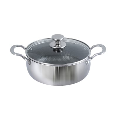 Picture of Kiam Tri Ply Honeycomb 28CM Stainless Steel Casserole INDUCTION BOTTOM(Multicolor)
