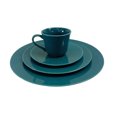 Picture of 36 pieces dinner set for gift and home decoration- 6 Dinner Plates, 6 Half Plates, 1 Rice Dish, 1 Curry serving bowl, 6 Soup Bowl, 6+6 coffee cup + saucer, 1 Tea Pot, 1 Milk Pot, 1 Sugar Pot, 1 Salt Shaker(Multicolor-GBW76RD)