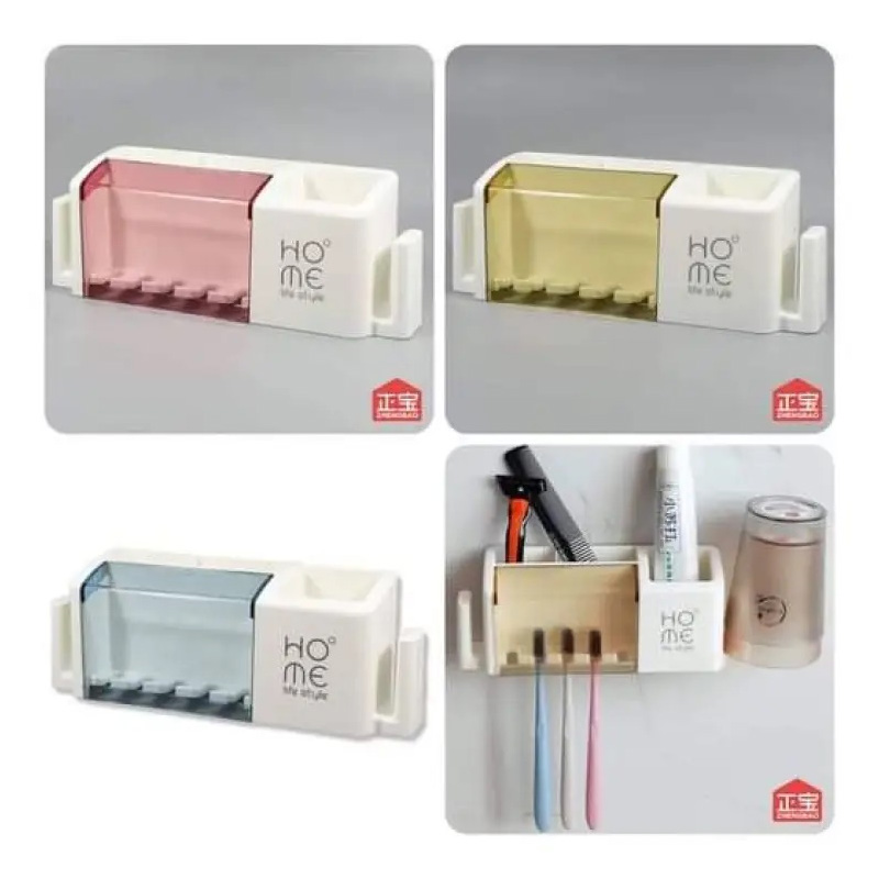 Picture of Toothbrush holder home life style modern minimalist rack wall-mounted bathroom creative home family of four - bathroom corner shelf(Multicolor)