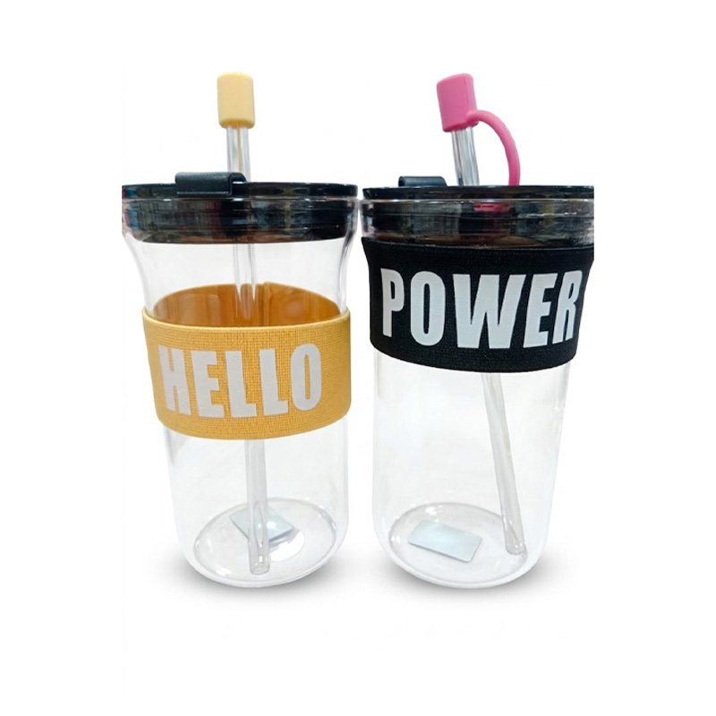 Picture of 1PC Glass Can With Lid & Sip For Traveling & Gym 6357(Multicolor)