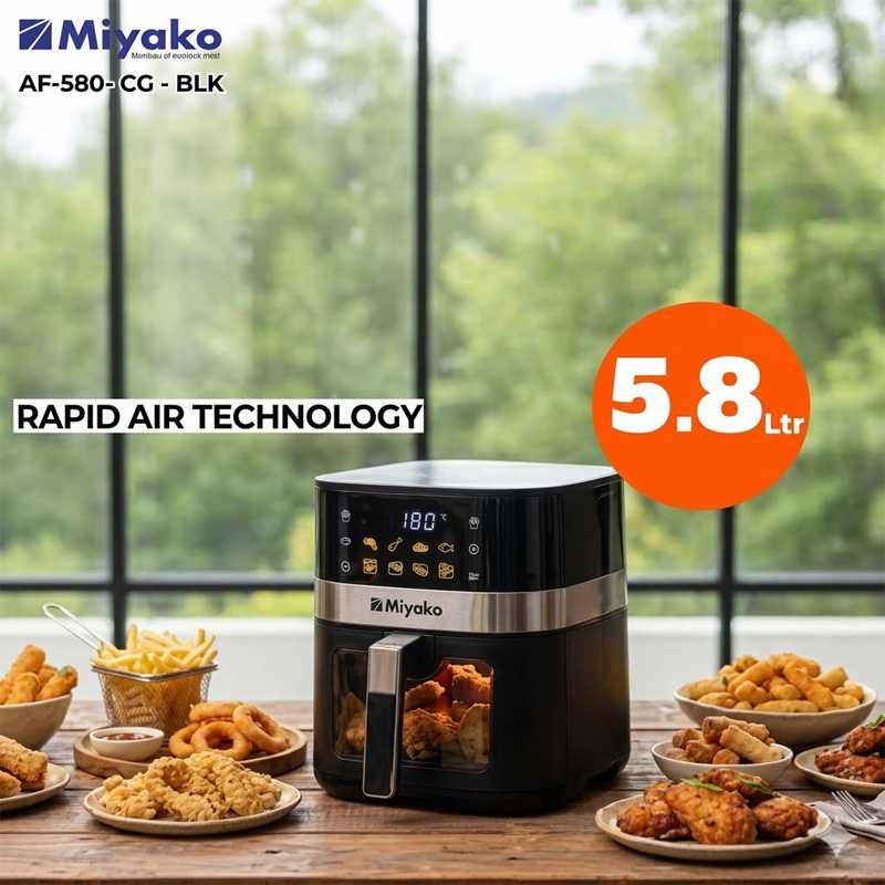 Picture of Miyako Air Fryer 5.8L 580 CG Air Fryer Healthy Cooking Without Oil Fast Cooking Prepare Meal Instantly for Urban Modern Lifestyle(Multicolor)