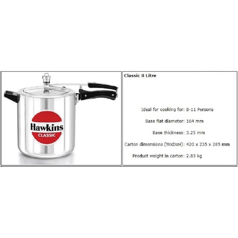 Picture of Hawkins Classic Pressure Cooker 8L(Silver)