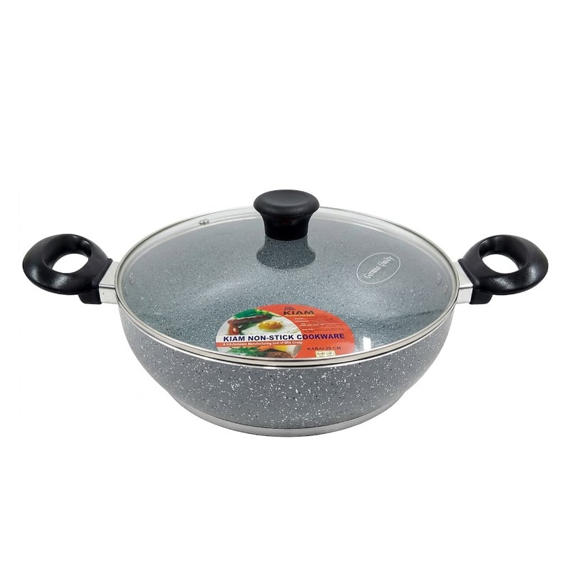 Picture of Kiam Marble Coated Karai With Glass Lid 30cm(Multicolor30)
