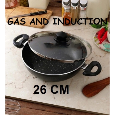Picture of Prestiege INDUCTION Karai with Glass Cover 26 CM (MULTIPLE COLOR)(Black)