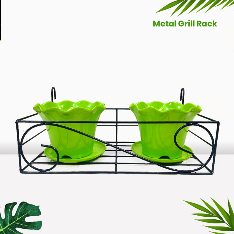 Picture of 1 PC Metal Grill Rack Hanging Planter Pot 16x8x4 Inches(Multicolor)