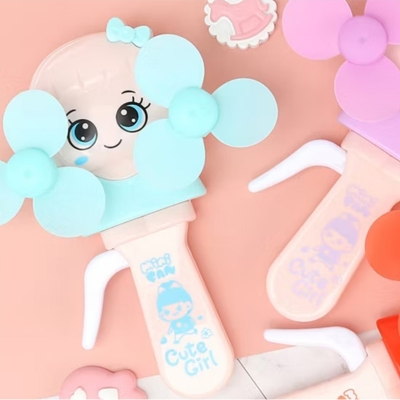 Picture of 1 PC Cute Girl Portable Manual Hand Crank Mini Fan Without Battery