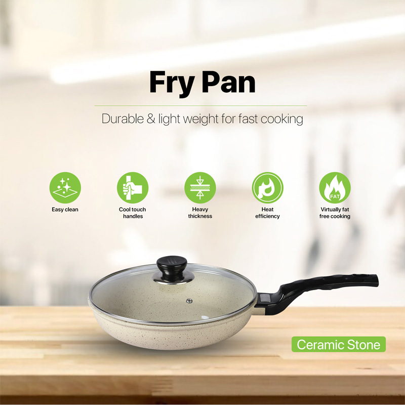 Picture of BD-KOR FRY PAN (18 CM) Non-Stick Premium Marble Coating with Glass Lid(Multicolor)