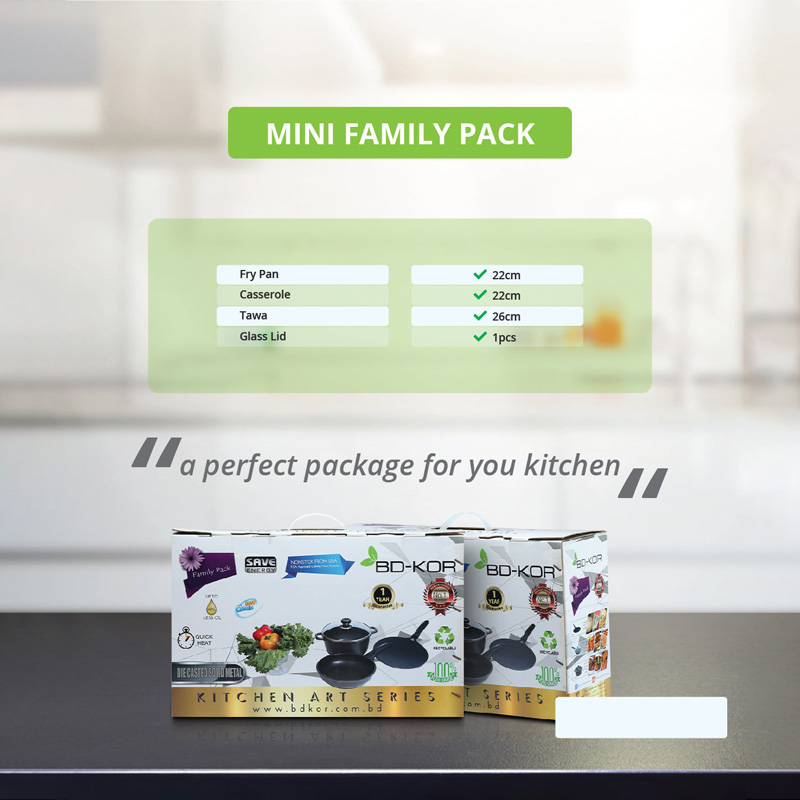 Picture of BD-KOR Non-Stick FAMILY PACK 4 Pcs Premium Marble Coating(Grey)