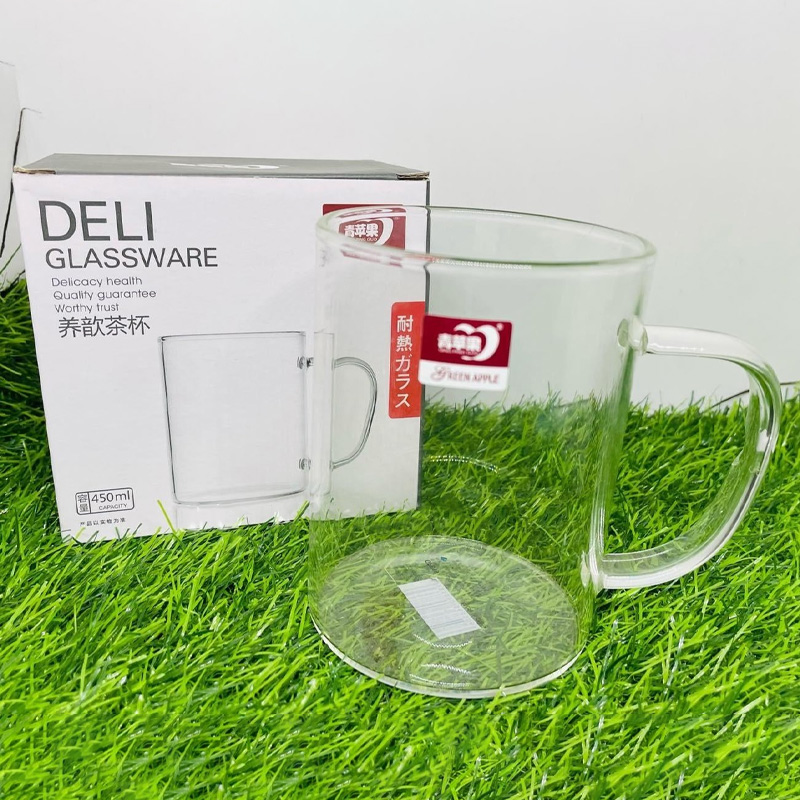 Picture of Deli Borosilicate 450ML Glass Coffee Mug with Colored Handle GPB19(Multicolor)