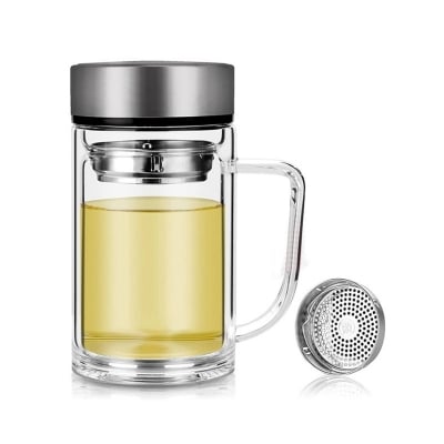 Picture of 1 Double Wall Glass Green Tea Bottle(Multicolor)