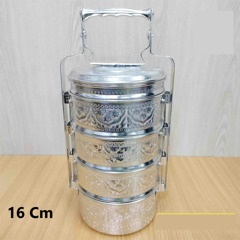 Picture of 16 CM 5 Tier Vintage Aluminium Tiffin Food Carrier(Silver)
