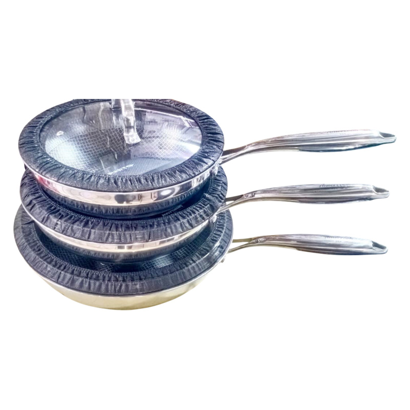 Picture of AMERCOOK USA 32CM long handle kadhai tri-ply stainless steel honeycomb non-stick(Multicolor)